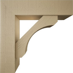 Ekena Millwork - BKTUR0756X32X32LEC05RCPR - Timberthane Faux Wood Legacy Style Bracket w/ Offset Brace, Block Ends, 7 1/2"W x 32"D x 32"H, Primed Tan