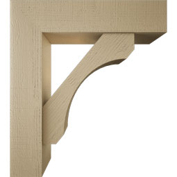 Ekena Millwork - BKTUR0756X32X36LEC05RCPR - Timberthane Faux Wood Legacy Style Bracket w/ Offset Brace, Block Ends, 7 1/2"W x 32"D x 36"H, Primed Tan