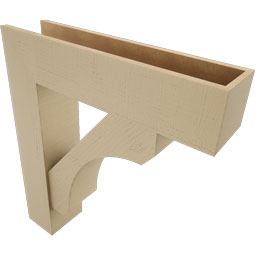 Ekena Millwork - BKTUR0756X32X36LEC05RCPR - Timberthane Faux Wood Legacy Style Bracket w/ Offset Brace, Block Ends, 7 1/2"W x 32"D x 36"H, Primed Tan