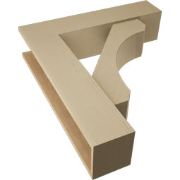Ekena Millwork - BKTUR0756X32X36LEC05RCPR - Timberthane Faux Wood Legacy Style Bracket w/ Offset Brace, Block Ends, 7 1/2"W x 32"D x 36"H, Primed Tan