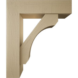 Ekena Millwork - BKTUR0756X32X38LEC05RCPR - Timberthane Faux Wood Legacy Style Bracket w/ Offset Brace, Block Ends, 7 1/2"W x 32"D x 38"H, Primed Tan