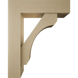 Ekena Millwork - BKTUR0756X32X40LEC05RCPR - Timberthane Faux Wood Legacy Style Bracket w/ Offset Brace, Block Ends, 7 1/2"W x 32"D x 40"H, Primed Tan