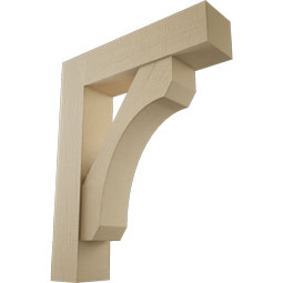 Ekena Millwork - BKTUR0756X32X40LEC05RCPR - Timberthane Faux Wood Legacy Style Bracket w/ Offset Brace, Block Ends, 7 1/2"W x 32"D x 40"H, Primed Tan