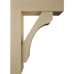 Ekena Millwork - BKTUR0756X32X44LEC05RCPR - Timberthane Faux Wood Legacy Style Bracket w/ Offset Brace, Block Ends, 7 1/2"W x 32"D x 44"H, Primed Tan