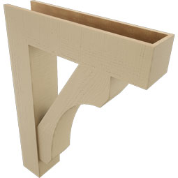 Ekena Millwork - BKTUR0756X32X44LEC05RCPR - Timberthane Faux Wood Legacy Style Bracket w/ Offset Brace, Block Ends, 7 1/2"W x 32"D x 44"H, Primed Tan