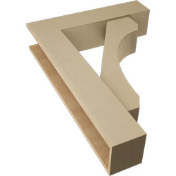 Ekena Millwork - BKTUR0756X32X44LEC05RCPR - Timberthane Faux Wood Legacy Style Bracket w/ Offset Brace, Block Ends, 7 1/2"W x 32"D x 44"H, Primed Tan