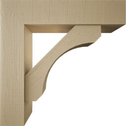 Ekena Millwork - BKTUR0756X34X34LEC05RCPR - Timberthane Faux Wood Legacy Style Bracket w/ Offset Brace, Block Ends, 7 1/2"W x 34"D x 34"H, Primed Tan