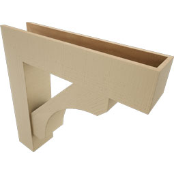 Ekena Millwork - BKTUR0756X34X34LEC05RCPR - Timberthane Faux Wood Legacy Style Bracket w/ Offset Brace, Block Ends, 7 1/2"W x 34"D x 34"H, Primed Tan
