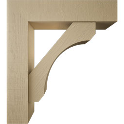 Ekena Millwork - BKTUR0756X34X38LEC05RCPR - Timberthane Faux Wood Legacy Style Bracket w/ Offset Brace, Block Ends, 7 1/2"W x 34"D x 38"H, Primed Tan