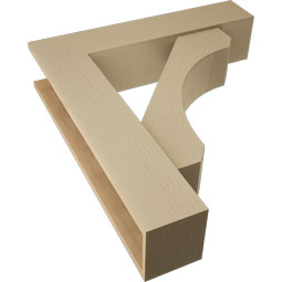 Ekena Millwork - BKTUR0756X34X38LEC05RCPR - Timberthane Faux Wood Legacy Style Bracket w/ Offset Brace, Block Ends, 7 1/2"W x 34"D x 38"H, Primed Tan