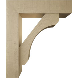 Ekena Millwork - BKTUR0756X34X40LEC05RCPR - Timberthane Faux Wood Legacy Style Bracket w/ Offset Brace, Block Ends, 7 1/2"W x 34"D x 40"H, Primed Tan