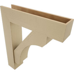 Ekena Millwork - BKTUR0756X34X40LEC05RCPR - Timberthane Faux Wood Legacy Style Bracket w/ Offset Brace, Block Ends, 7 1/2"W x 34"D x 40"H, Primed Tan