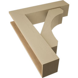 Ekena Millwork - BKTUR0756X34X40LEC05RCPR - Timberthane Faux Wood Legacy Style Bracket w/ Offset Brace, Block Ends, 7 1/2"W x 34"D x 40"H, Primed Tan