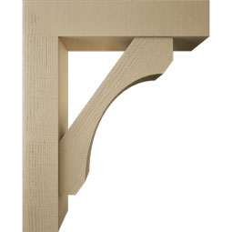 Ekena Millwork - BKTUR0756X34X42LEC05RCPR - Timberthane Faux Wood Legacy Style Bracket w/ Offset Brace, Block Ends, 7 1/2"W x 34"D x 42"H, Primed Tan