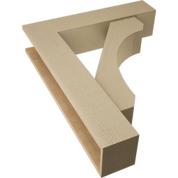 Ekena Millwork - BKTUR0756X34X42LEC05RCPR - Timberthane Faux Wood Legacy Style Bracket w/ Offset Brace, Block Ends, 7 1/2"W x 34"D x 42"H, Primed Tan