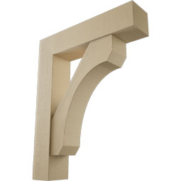 Ekena Millwork - BKTUR0756X34X42LEC05RCPR - Timberthane Faux Wood Legacy Style Bracket w/ Offset Brace, Block Ends, 7 1/2"W x 34"D x 42"H, Primed Tan