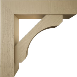 Ekena Millwork - BKTUR0756X36X36LEC05RCPR - Timberthane Faux Wood Legacy Style Bracket w/ Offset Brace, Block Ends, 7 1/2"W x 36"D x 36"H, Primed Tan