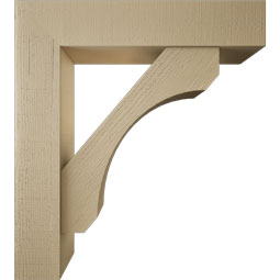 Ekena Millwork - BKTUR0756X36X40LEC05RCPR - Timberthane Faux Wood Legacy Style Bracket w/ Offset Brace, Block Ends, 7 1/2"W x 36"D x 40"H, Primed Tan