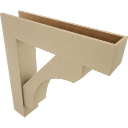 Ekena Millwork - BKTUR0756X36X40LEC05RCPR - Timberthane Faux Wood Legacy Style Bracket w/ Offset Brace, Block Ends, 7 1/2"W x 36"D x 40"H, Primed Tan
