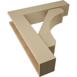 Ekena Millwork - BKTUR0756X36X40LEC05RCPR - Timberthane Faux Wood Legacy Style Bracket w/ Offset Brace, Block Ends, 7 1/2"W x 36"D x 40"H, Primed Tan