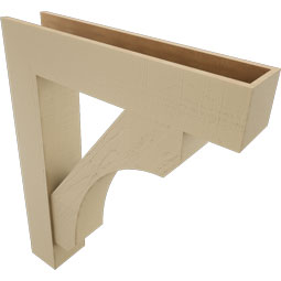 Ekena Millwork - BKTUR0756X36X44LEC05RCPR - Timberthane Faux Wood Legacy Style Bracket w/ Offset Brace, Block Ends, 7 1/2"W x 36"D x 44"H, Primed Tan