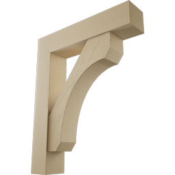 Ekena Millwork - BKTUR0756X36X44LEC05RCPR - Timberthane Faux Wood Legacy Style Bracket w/ Offset Brace, Block Ends, 7 1/2"W x 36"D x 44"H, Primed Tan