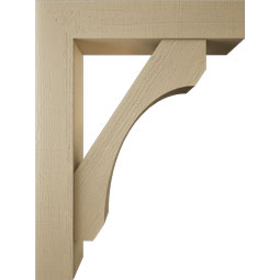 Ekena Millwork - BKTUR0756X36X48LEC05RCPR - Timberthane Faux Wood Legacy Style Bracket w/ Offset Brace, Block Ends, 7 1/2"W x 36"D x 48"H, Primed Tan