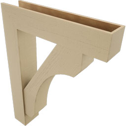 Ekena Millwork - BKTUR0756X36X48LEC05RCPR - Timberthane Faux Wood Legacy Style Bracket w/ Offset Brace, Block Ends, 7 1/2"W x 36"D x 48"H, Primed Tan