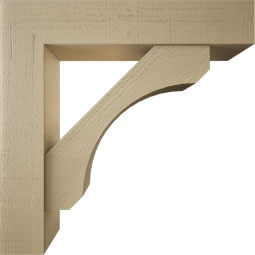 Ekena Millwork - BKTUR0756X38X38LEC05RCPR - Timberthane Faux Wood Legacy Style Bracket w/ Offset Brace, Block Ends, 7 1/2"W x 38"D x 38"H, Primed Tan