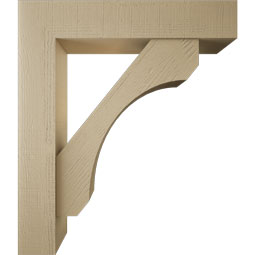 Ekena Millwork - BKTUR0756X38X44LEC05RCPR - Timberthane Faux Wood Legacy Style Bracket w/ Offset Brace, Block Ends, 7 1/2"W x 38"D x 44"H, Primed Tan