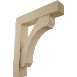 Ekena Millwork - BKTUR0756X38X44LEC05RCPR - Timberthane Faux Wood Legacy Style Bracket w/ Offset Brace, Block Ends, 7 1/2"W x 38"D x 44"H, Primed Tan