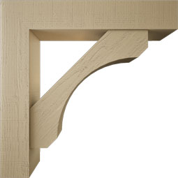 Ekena Millwork - BKTUR0756X40X40LEC05RCPR - Timberthane Faux Wood Legacy Style Bracket w/ Offset Brace, Block Ends, 7 1/2"W x 40"D x 40"H, Primed Tan