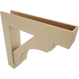 Ekena Millwork - BKTUR0756X40X40LEC05RCPR - Timberthane Faux Wood Legacy Style Bracket w/ Offset Brace, Block Ends, 7 1/2"W x 40"D x 40"H, Primed Tan
