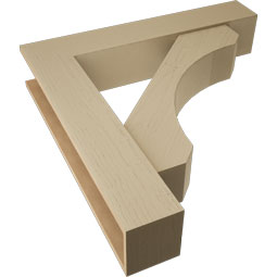 Ekena Millwork - BKTUR0756X40X40LEC05RCPR - Timberthane Faux Wood Legacy Style Bracket w/ Offset Brace, Block Ends, 7 1/2"W x 40"D x 40"H, Primed Tan