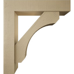 Ekena Millwork - BKTUR0756X40X44LEC05RCPR - Timberthane Faux Wood Legacy Style Bracket w/ Offset Brace, Block Ends, 7 1/2"W x 40"D x 44"H, Primed Tan
