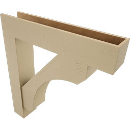 Ekena Millwork - BKTUR0756X40X44LEC05RCPR - Timberthane Faux Wood Legacy Style Bracket w/ Offset Brace, Block Ends, 7 1/2"W x 40"D x 44"H, Primed Tan