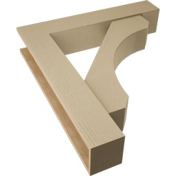 Ekena Millwork - BKTUR0756X40X44LEC05RCPR - Timberthane Faux Wood Legacy Style Bracket w/ Offset Brace, Block Ends, 7 1/2"W x 40"D x 44"H, Primed Tan