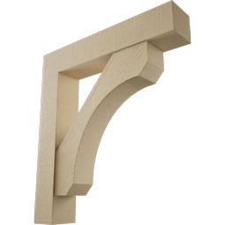 Ekena Millwork - BKTUR0756X40X44LEC05RCPR - Timberthane Faux Wood Legacy Style Bracket w/ Offset Brace, Block Ends, 7 1/2"W x 40"D x 44"H, Primed Tan