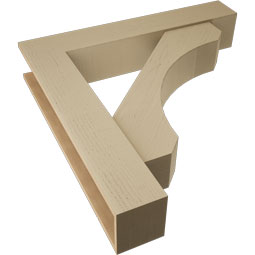 Ekena Millwork - BKTUR0756X42X42LEC05RCPR - Timberthane Faux Wood Legacy Style Bracket w/ Offset Brace, Block Ends, 7 1/2"W x 42"D x 42"H, Primed Tan