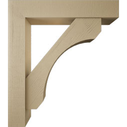 Ekena Millwork - BKTUR0756X42X48LEC05RCPR - Timberthane Faux Wood Legacy Style Bracket w/ Offset Brace, Block Ends, 7 1/2"W x 42"D x 48"H, Primed Tan