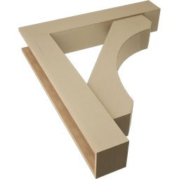 Ekena Millwork - BKTUR0756X42X48LEC05RCPR - Timberthane Faux Wood Legacy Style Bracket w/ Offset Brace, Block Ends, 7 1/2"W x 42"D x 48"H, Primed Tan