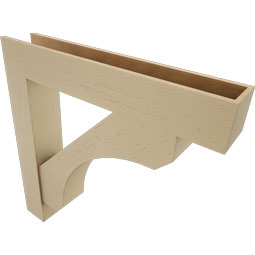 Ekena Millwork - BKTUR0756X44X44LEC05RCPR - Timberthane Faux Wood Legacy Style Bracket w/ Offset Brace, Block Ends, 7 1/2"W x 44"D x 44"H, Primed Tan