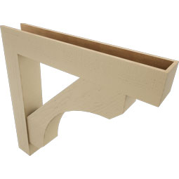 Ekena Millwork - BKTUR0756X46X46LEC05RCPR - Timberthane Faux Wood Legacy Style Bracket w/ Offset Brace, Block Ends, 7 1/2"W x 46"D x 46"H, Primed Tan