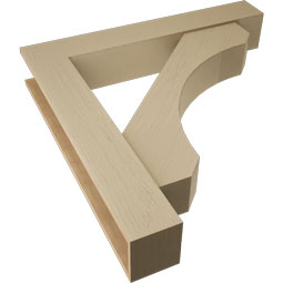 Ekena Millwork - BKTUR0756X46X46LEC05RCPR - Timberthane Faux Wood Legacy Style Bracket w/ Offset Brace, Block Ends, 7 1/2"W x 46"D x 46"H, Primed Tan