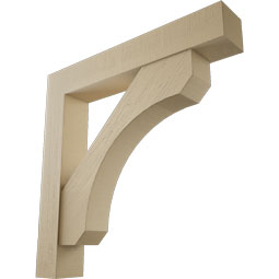 Ekena Millwork - BKTUR0756X46X46LEC05RCPR - Timberthane Faux Wood Legacy Style Bracket w/ Offset Brace, Block Ends, 7 1/2"W x 46"D x 46"H, Primed Tan