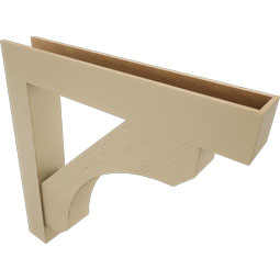 Ekena Millwork - BKTUR0756X48X48LEC05RCPR - Timberthane Faux Wood Legacy Style Bracket w/ Offset Brace, Block Ends, 7 1/2"W x 48"D x 48"H, Primed Tan