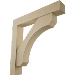 Ekena Millwork - BKTUR0756X48X48LEC05RCPR - Timberthane Faux Wood Legacy Style Bracket w/ Offset Brace, Block Ends, 7 1/2"W x 48"D x 48"H, Primed Tan