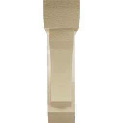 Ekena Millwork - BKTUR0352X14X14LEC06RCPR - Timberthane Faux Wood Legacy Style Bracket w/ Offset Brace, Slat Ends, 3 1/2"W x 14"D x 14"H, Primed Tan