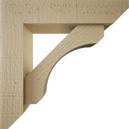 Ekena Millwork - BKTUR0352X14X14LEC06RCPR - Timberthane Faux Wood Legacy Style Bracket w/ Offset Brace, Slat Ends, 3 1/2"W x 14"D x 14"H, Primed Tan