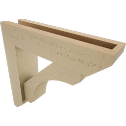 Ekena Millwork - BKTUR0352X14X14LEC06RCPR - Timberthane Faux Wood Legacy Style Bracket w/ Offset Brace, Slat Ends, 3 1/2"W x 14"D x 14"H, Primed Tan
